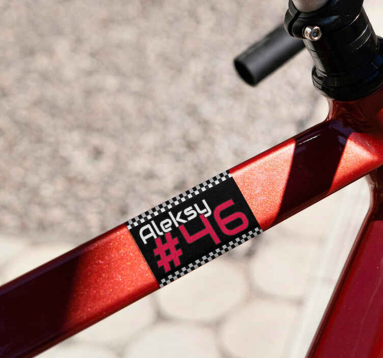 Profesjonalne naklejka na rower numer z nazwą i flagą - TenStickers