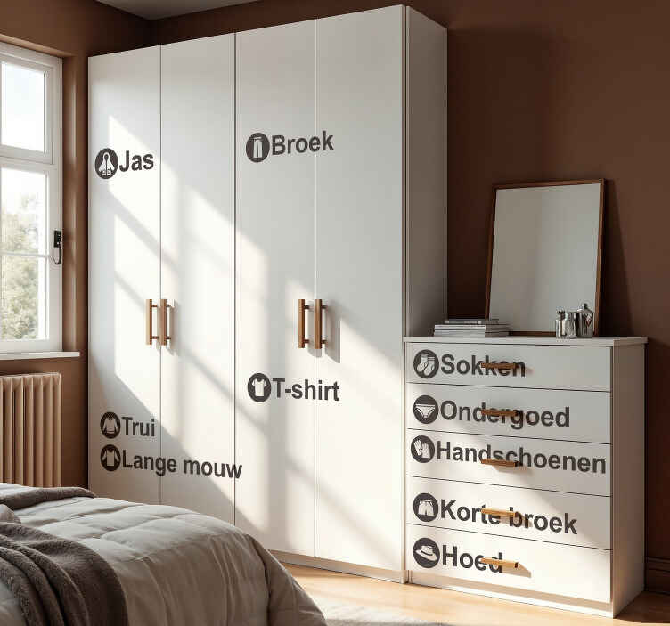 Kleding elementen in het nederlands kast stickers - TenStickers