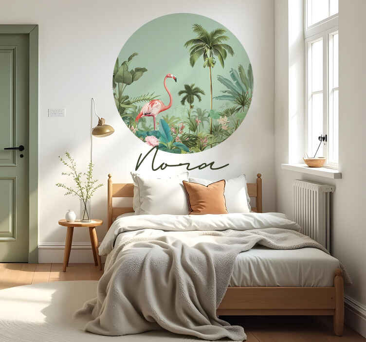 Sticker mural cercle paradis tropical - TenStickers