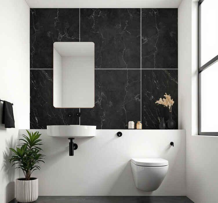 Sticker salle de bain marbre noir - TenStickers
