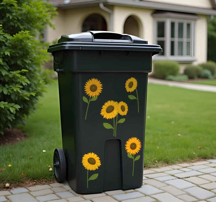 Blije zonnebloemen container sticker - TenStickers