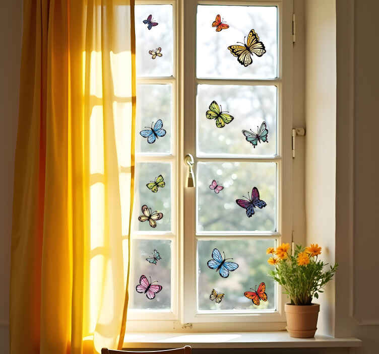 DOPENSPI Wildblumen Fensteraufkleber 30x60cm - Doppelseitige Schmetterlinge Für Fenster & Türen