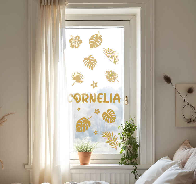 Bloemen en tropische planten raamsticker - TenStickers