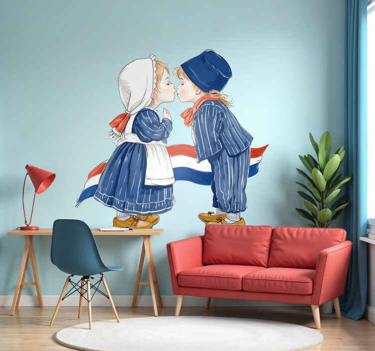 Nederlandse boeren kussen cartoon sticker - TenStickers