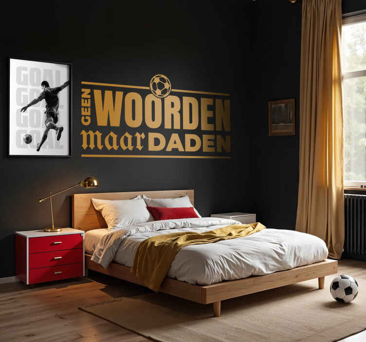 geen woorden maar daden voetbal muursticker - TenStickers