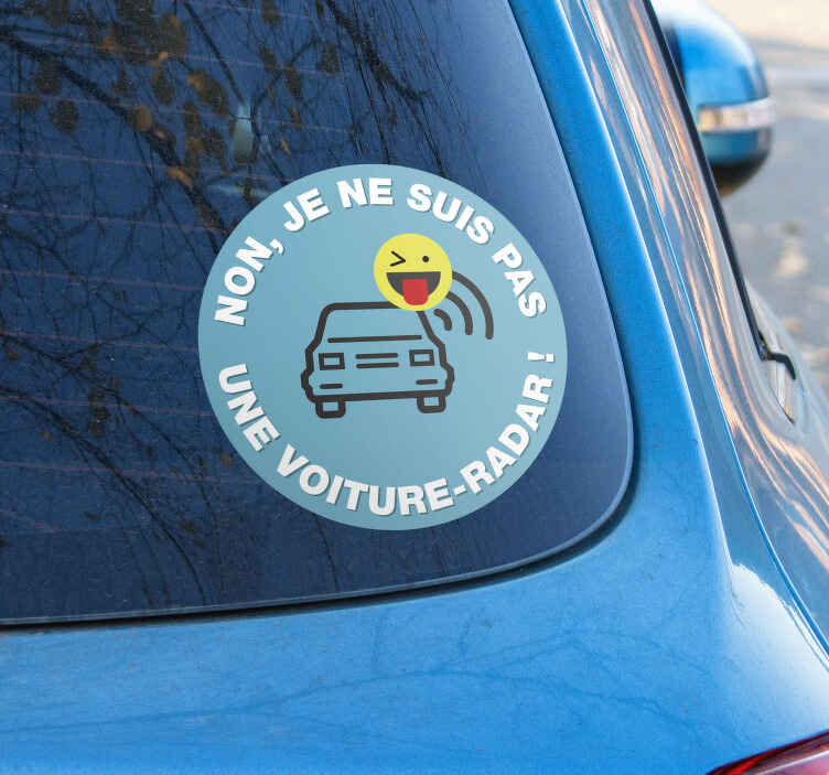 Autocollant anti radar bleu je ne suis pas voiture radar - TenStickers