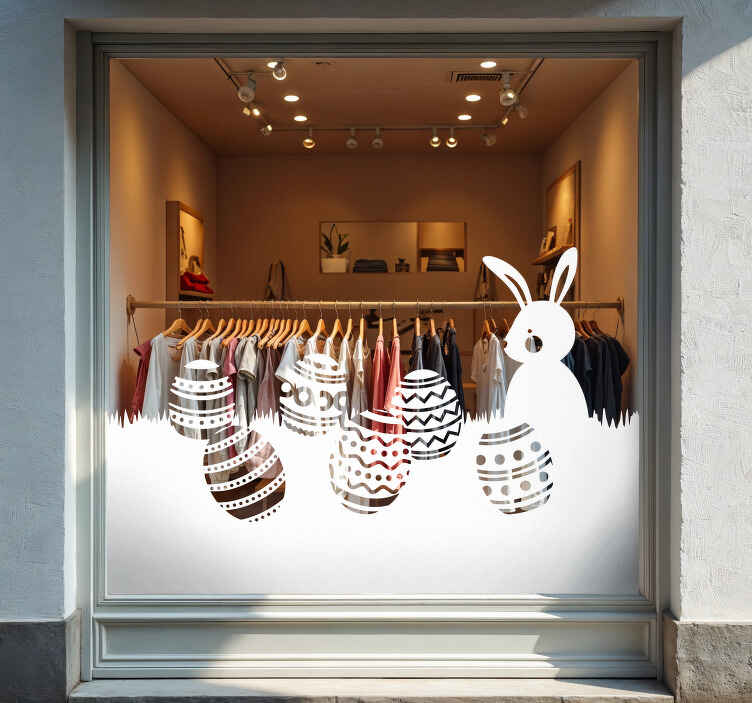 Schaufenster Folie hase und ostereier auf der wiese - TenStickers