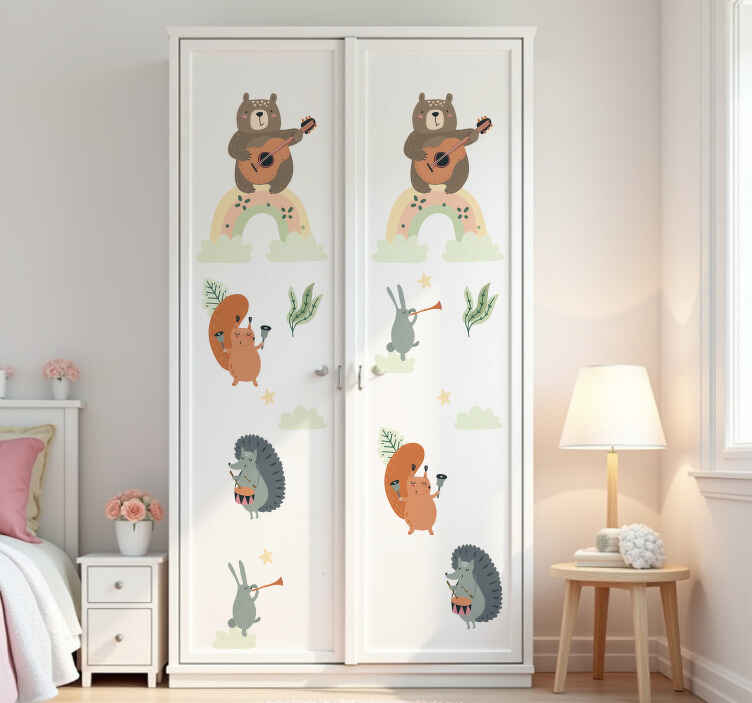 Carta adesiva per mobili gruppo musicale animali - TenStickers
