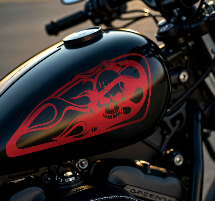 Skull in fire motorcycle sticker - TenStickers