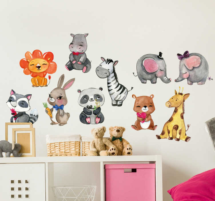 Pegatinas para pared de animales y hojas multicolor CHAMAREL