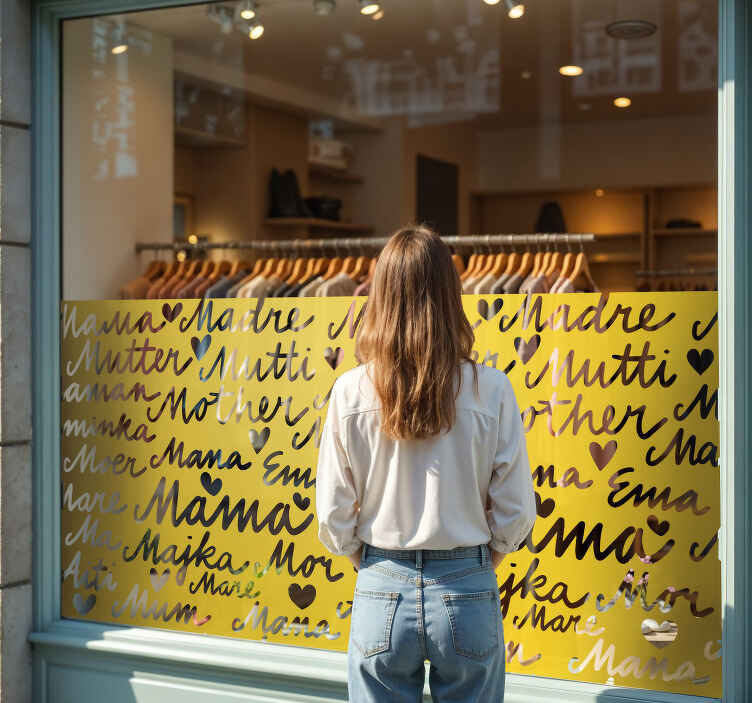 Adesivo per vetrine modello di parole calligrafiche della madre - TenStickers