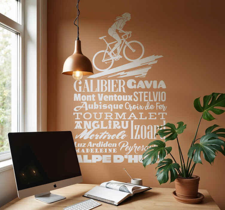 silhouette of woman cycling peaks cycling decal - TenStickers