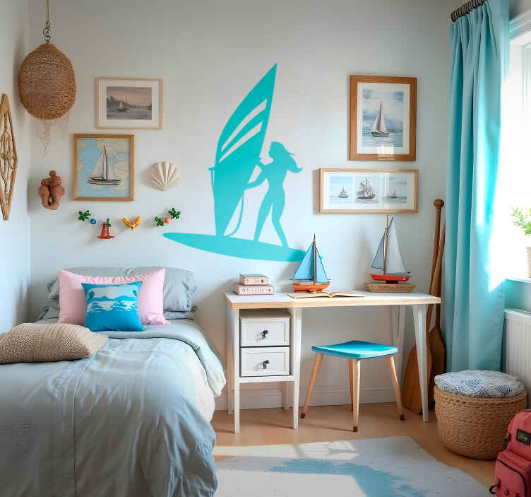 Adesivo da surf ragazza velista - TenStickers