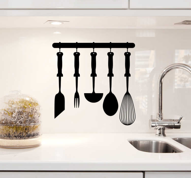 Vinilo adhesivo para pared de cocina, diseño de utensilios de cocina,  gráficos