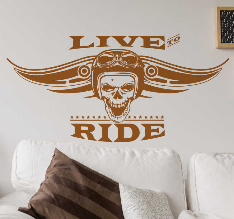 Vinilo moteros live to ride - como decorar una pared