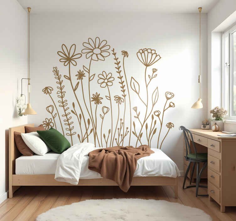 Sticker fleur jardin minimaliste - TenStickers