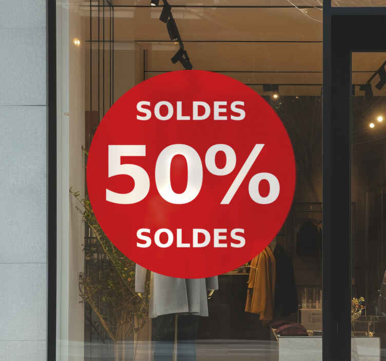 Sticker soldes remise arrondie rouge - TenStickers