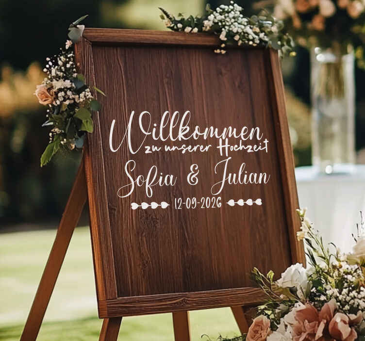 Hochzeitsticker benutzerdefinierte holzbrett - TenStickers
