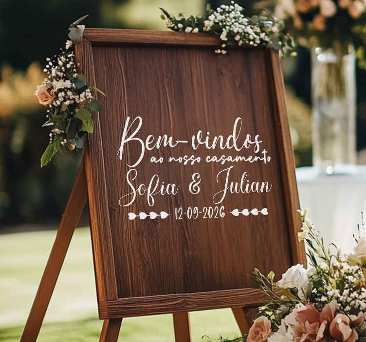Autocolante de casamento tábua de madeira personalizada - TenStickers