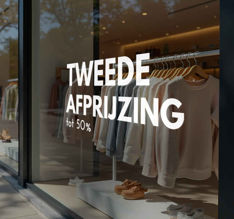 tweede afprijzing gepersonaliseerd korting sticker - TenStickers