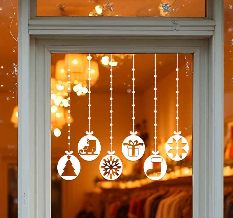Schaufenster Folie weihnachtskugeln mit symbolen - TenStickers