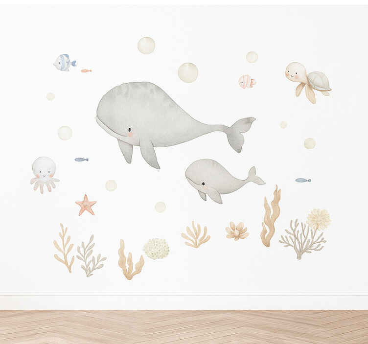 Pastel deniz hayvanları hayvan çıkartması - TenStickers