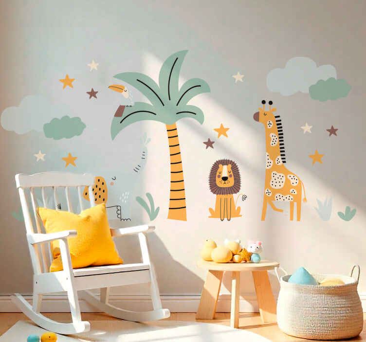 Wandtattoo Kinderzimmer safaritiere und baum - TenStickers