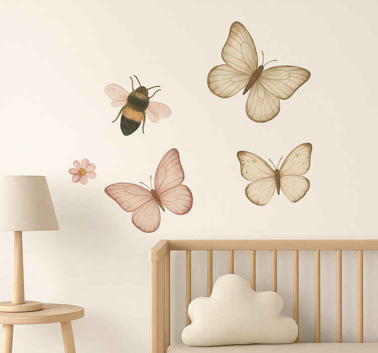 Vinilo infantil diseño de insectos boho - TenVinilo