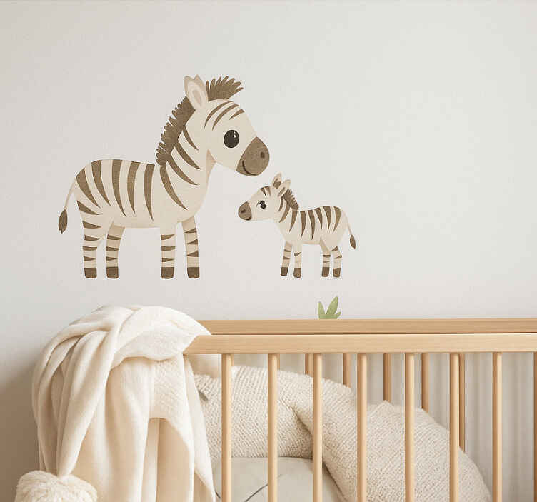 Anne ve çocuk zebra hayvan çıkartması - TenStickers