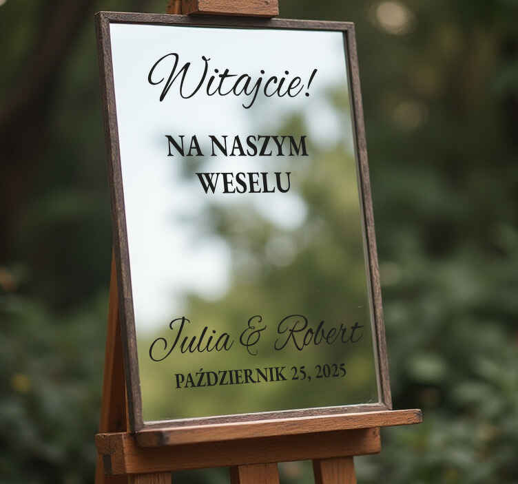 Naklejka na lustro witamy na naszym ślubie - TenStickers