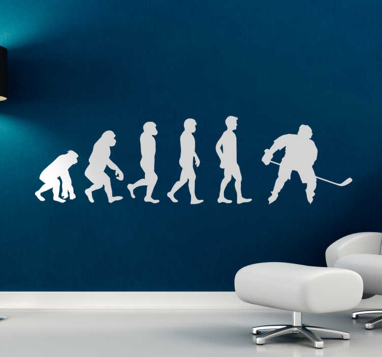 Tenstickers Muursticker evolutie mens ijshockey