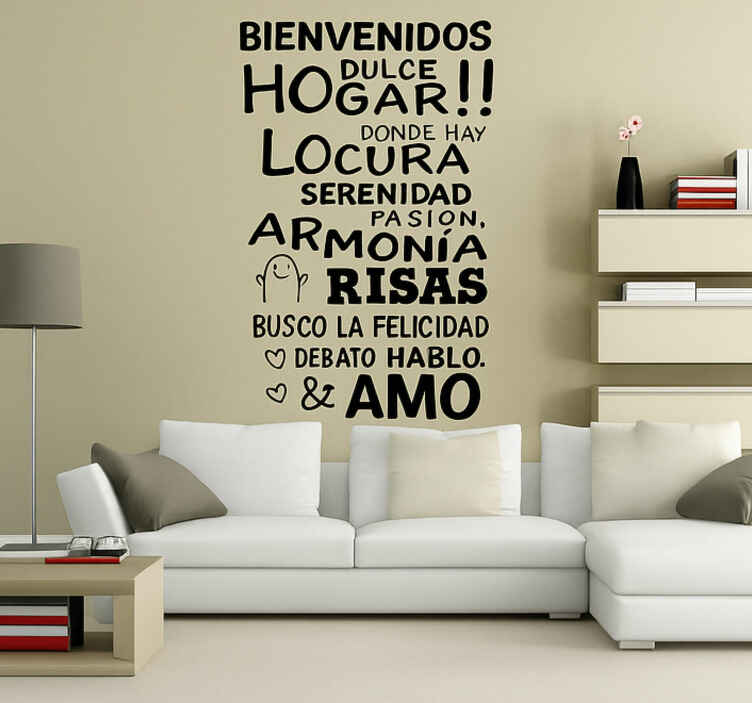 Vinilo para salón bienvenido dulce hogar - TenVinilo