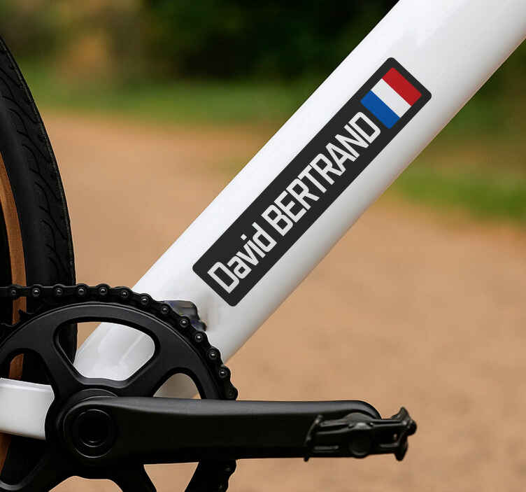 Sticker vélo drapeau français simple avec nom - TenStickers