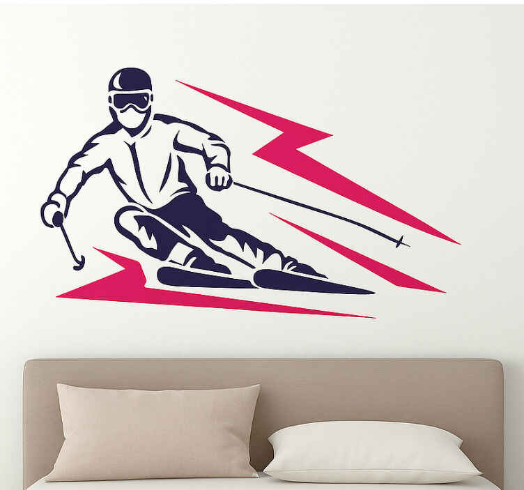 Downhill skier going fast extreme sports sticker - TenStickers
