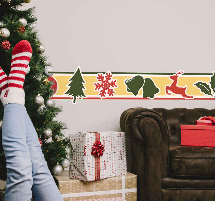 Adesivo cenefa motivos navideños - vinilos para pared