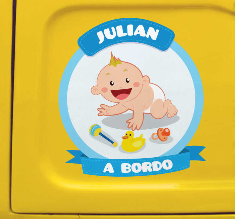 Pegatina bebé a bordo personalizada Cartel amarillo con niño lind -  TenVinilo