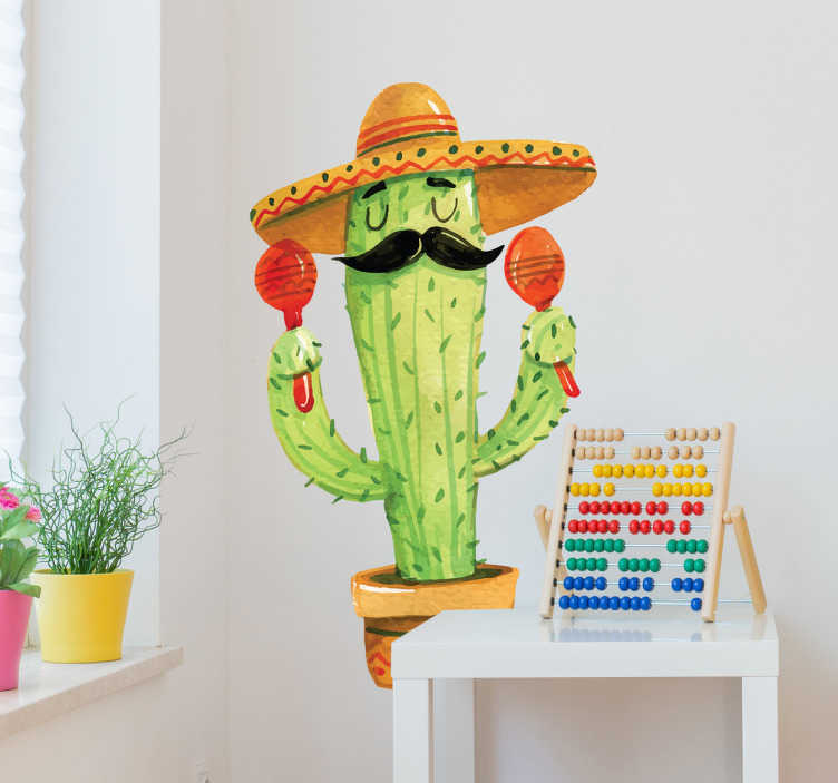 Three green sober cactus plant decals - TenStickers