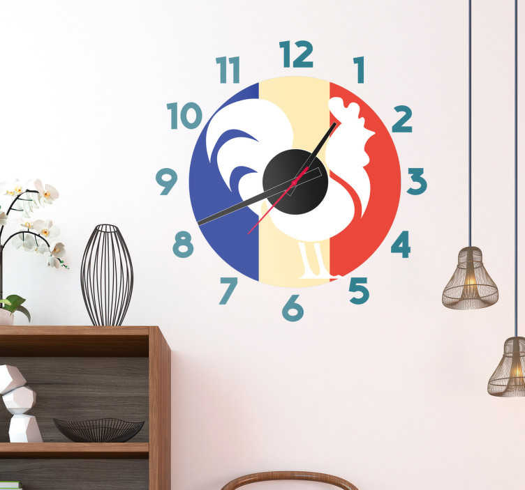 Sticker horloge coq