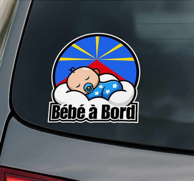 Autocollant bébé à bord assoupi sur l'île - TenStickers