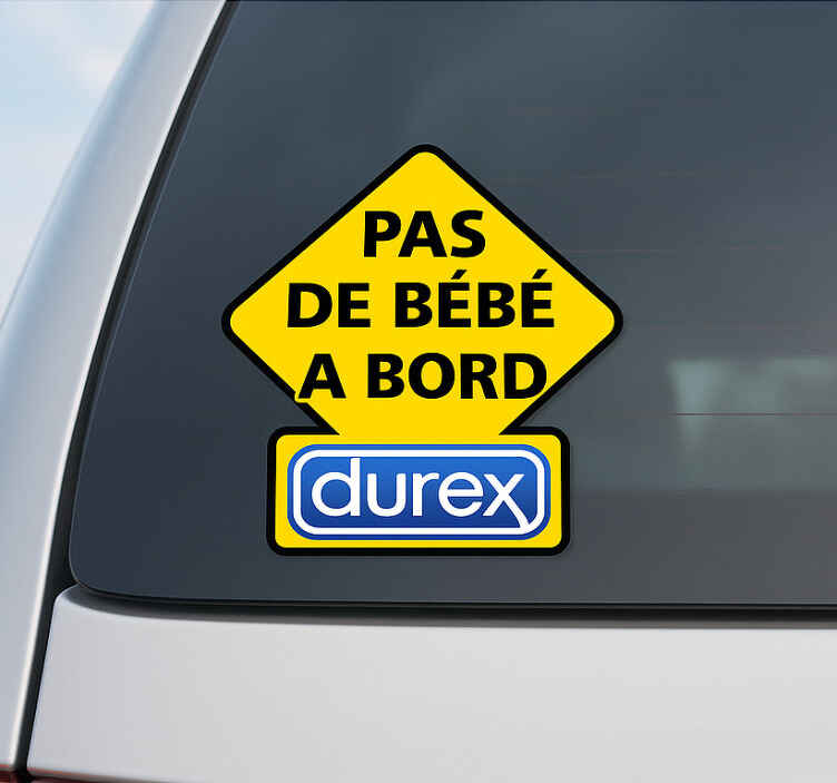Autocollant bebe a bord panneau jaune interdit aux bébés - TenStickers