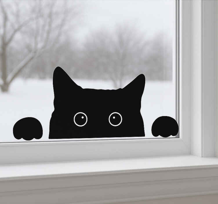 Meraklı siyah kedi hayvan çıkartması - TenStickers