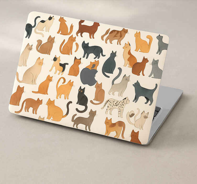 Abstrakt kattemønster klistremerke til macbook - Tenstickers