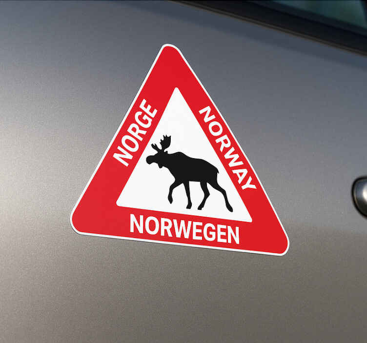 Norge elg krysser trekantskilt klistremerke til bil - Tenstickers