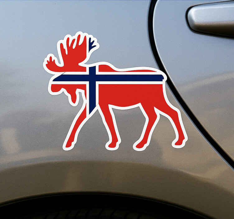 Klistremerke til bil elg med norsk flagg - Tenstickers