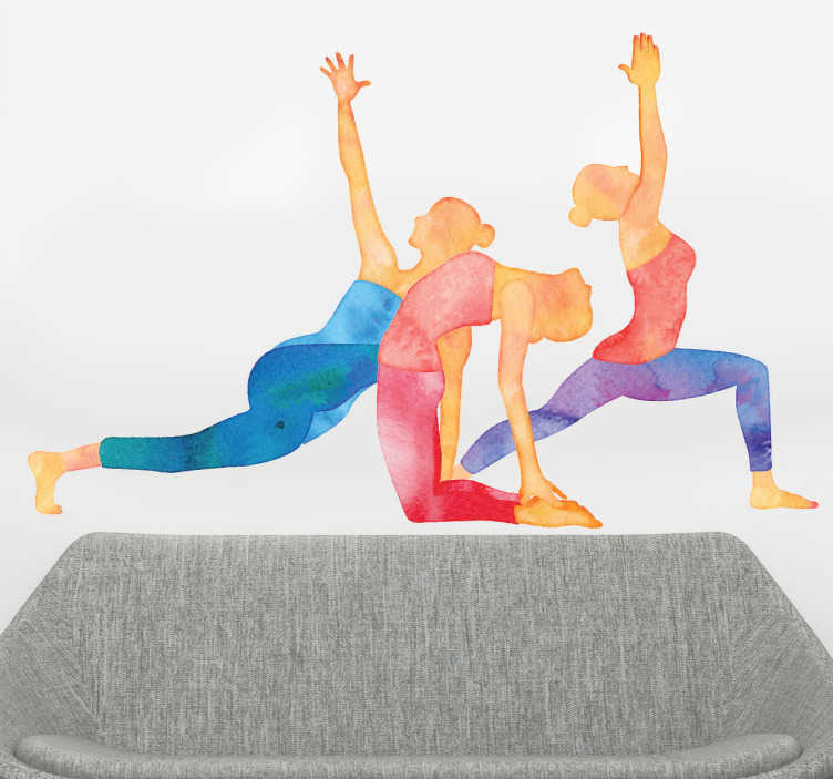 Tenstickers Muursticker yoga houdingen aquarel