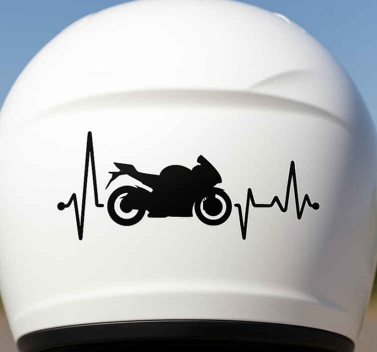 Motorcycle decal monochrome heart beat - TenStickers