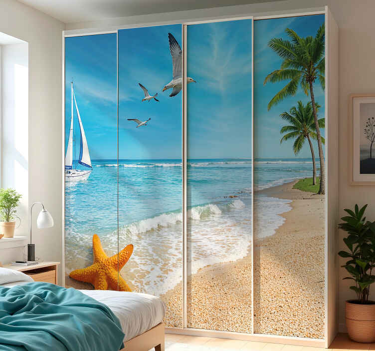 Adhésif meuble scène de plage paradisiaque - TenStickers