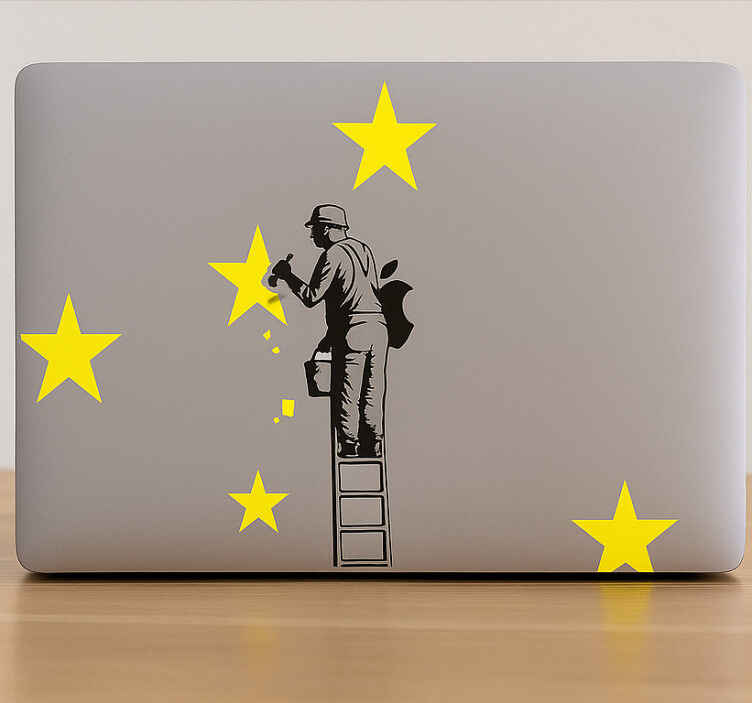 Adesivo macbook dipingere stelle gialle - TenStickers