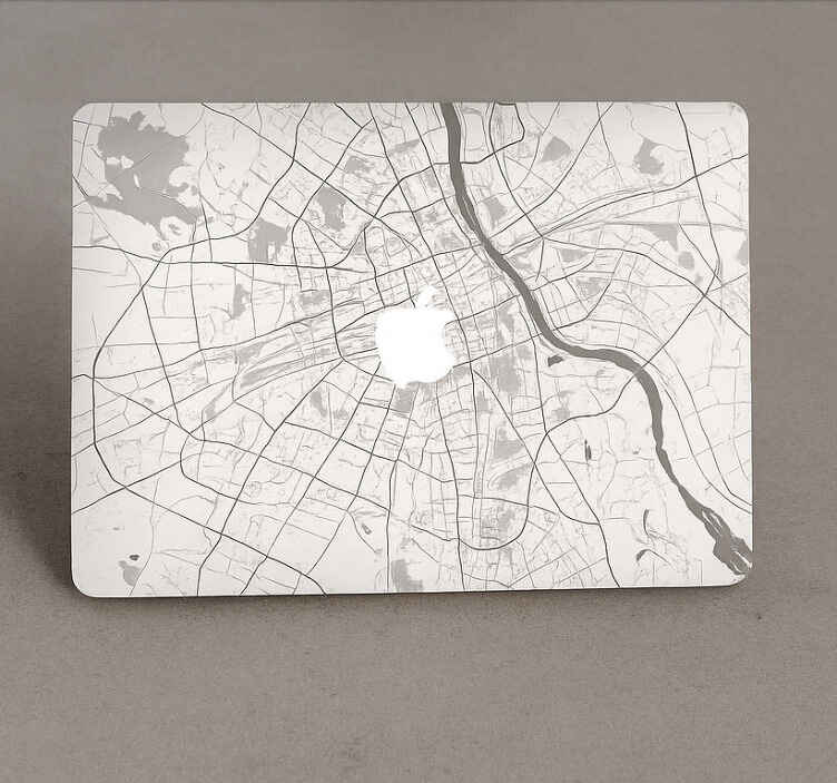 Naklejka macbook z graficzną mapą warszawy - TenStickers