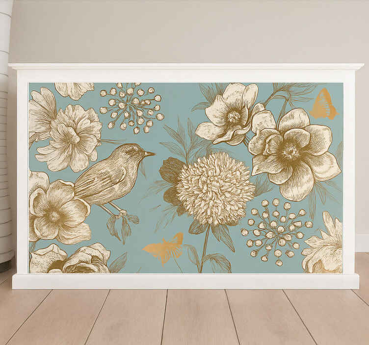 Ornate floral bird furniture sticker - TenStickers